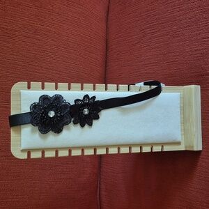 Black Floral Elasticized Headband From Aldo, New With Tags